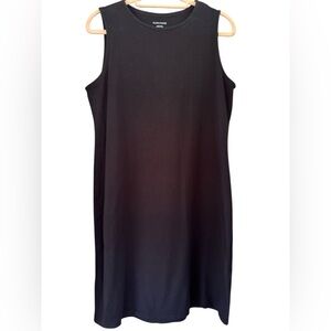 EILEEN FISHER Black Sleeveless Cotton Spandex Shift Dress Size L